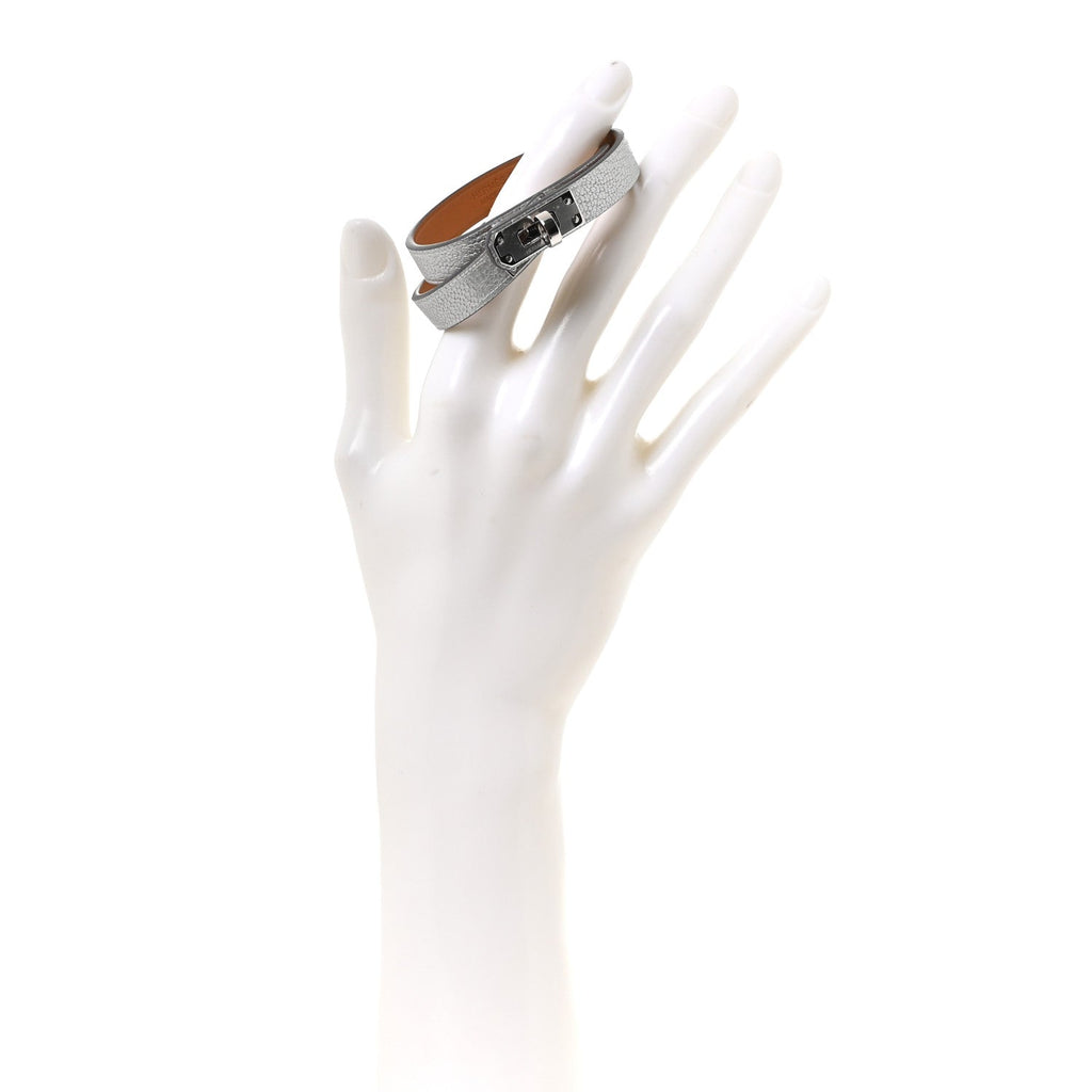 Metallic Chevre Chamkilight Double Tour Bracelet T2 Argent