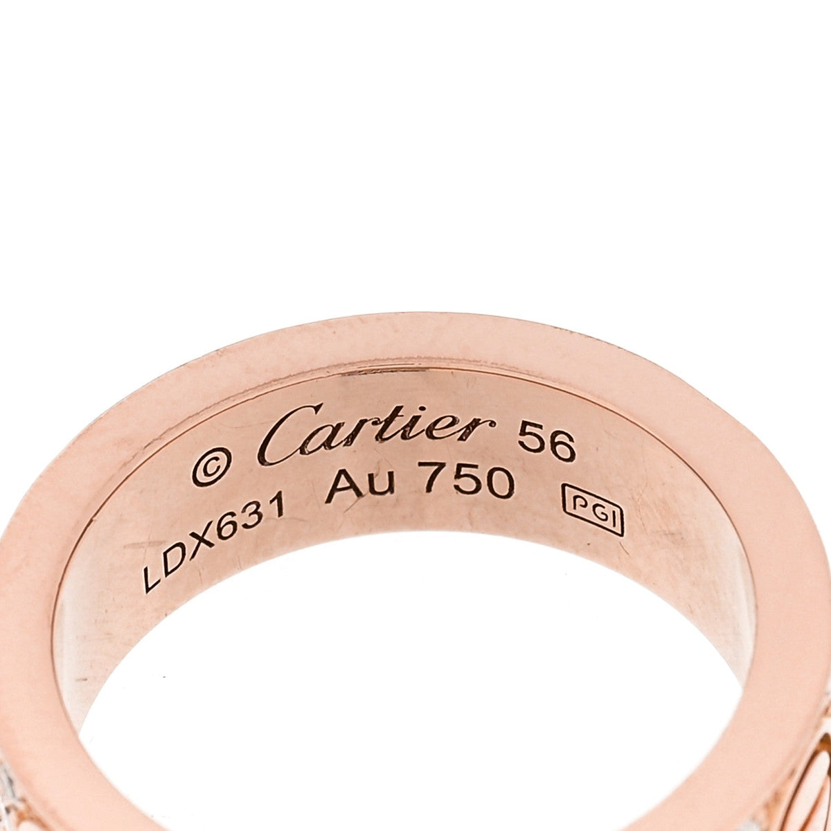 18K Pink Gold Diamond 6.5mm LOVE Paved Ring 56 7.75