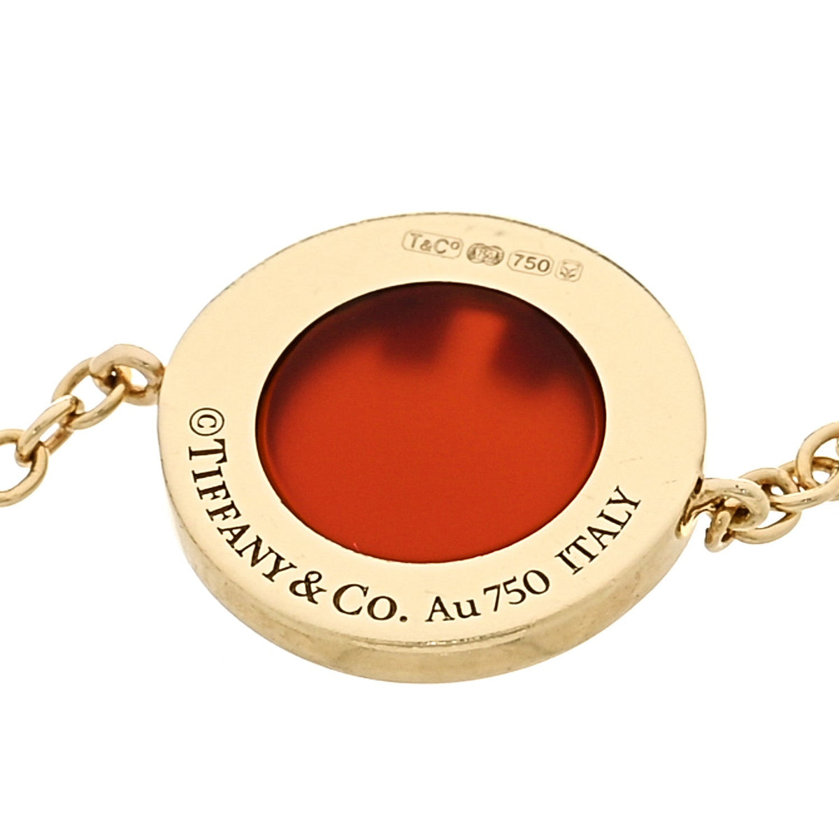18K Yellow Gold Diamond Carnelian T Circle Bracelet