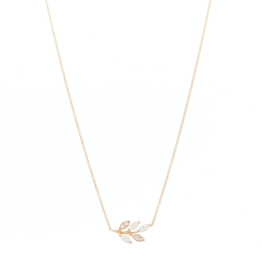 18K Rose Gold Diamond Victoria Vine Pendant Necklace