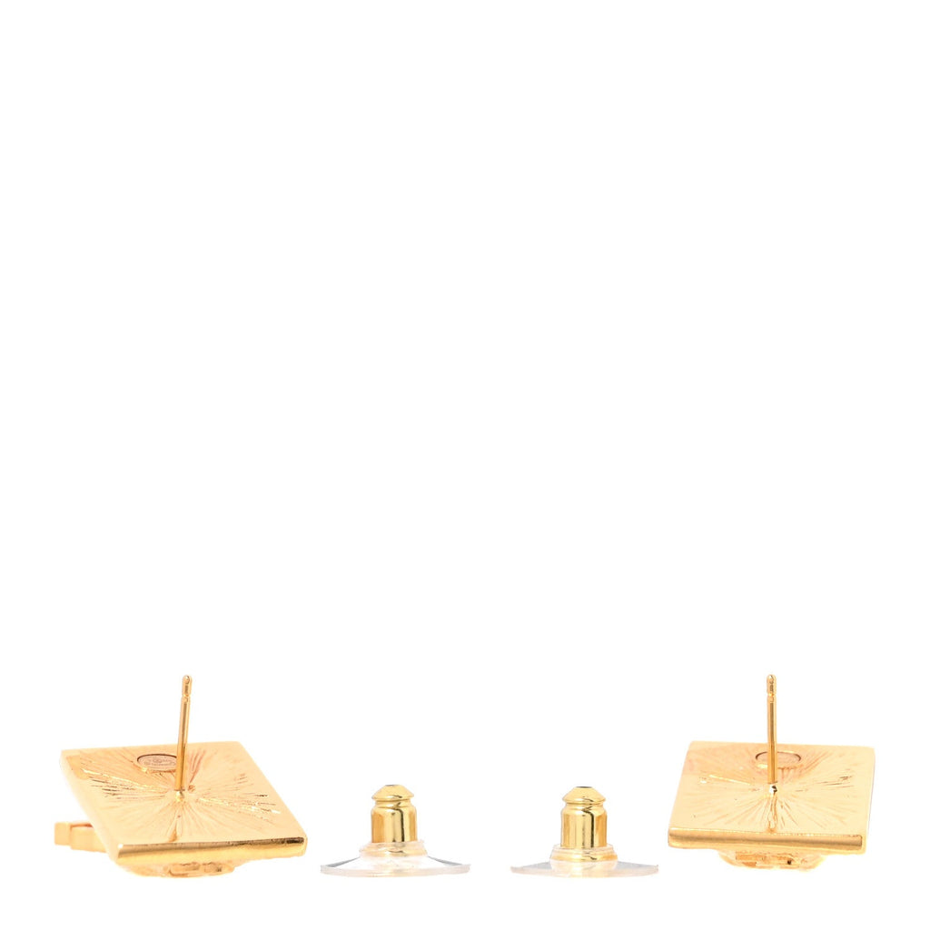 Metal CC Lion Earrings Gold