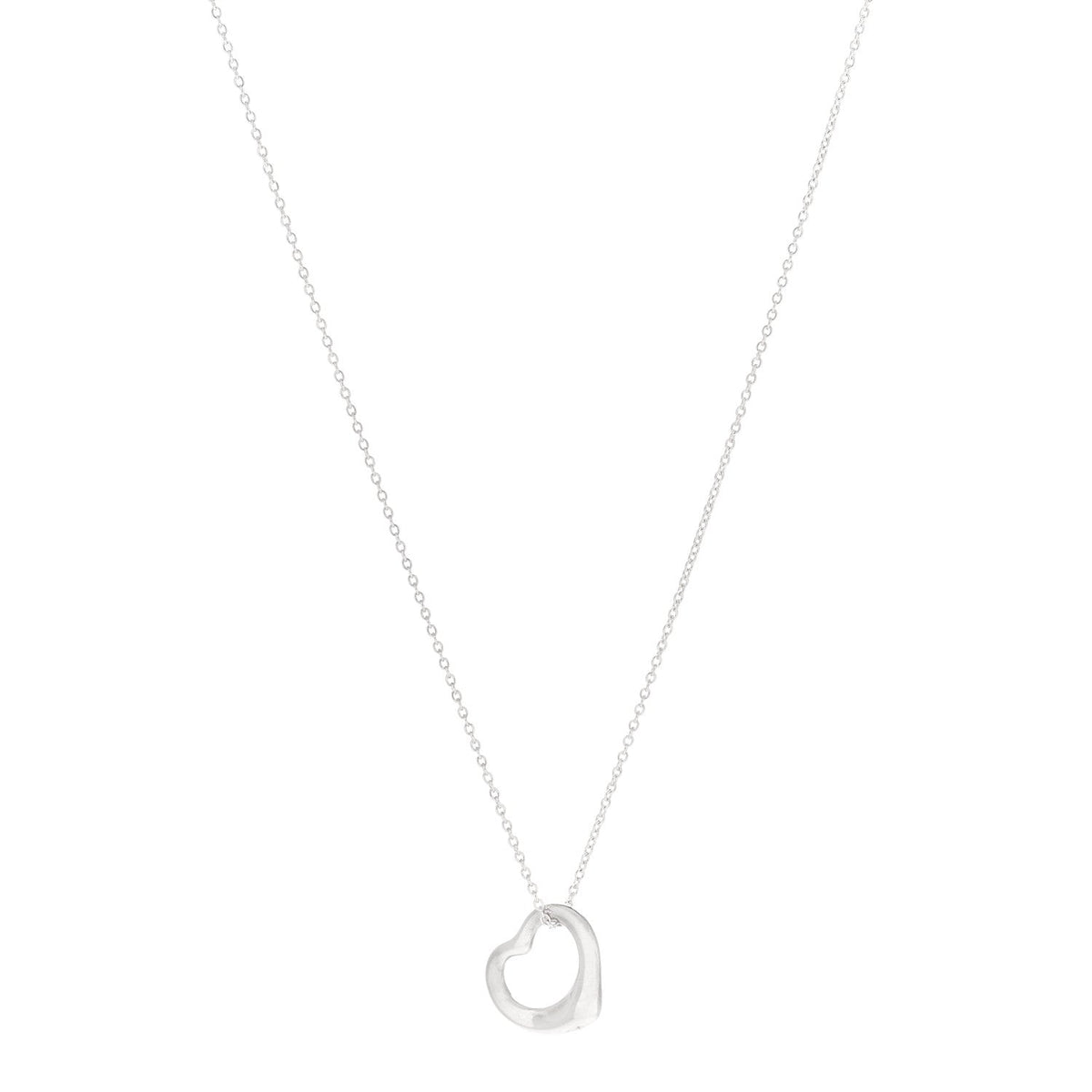 Sterling Silver 16mm Elsa Peretti Open Heart Pendant Necklace