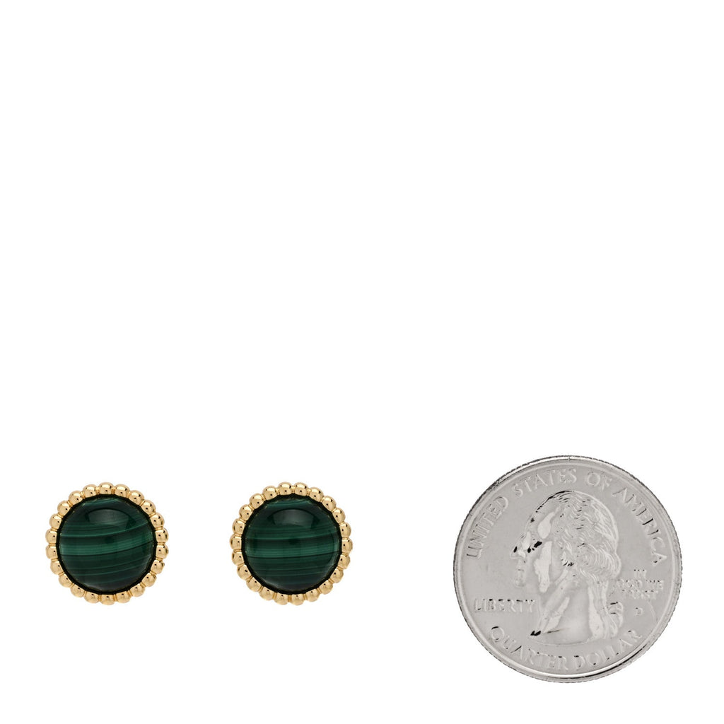 18K Yellow Gold Malachite Perlee Couleurs Earrings