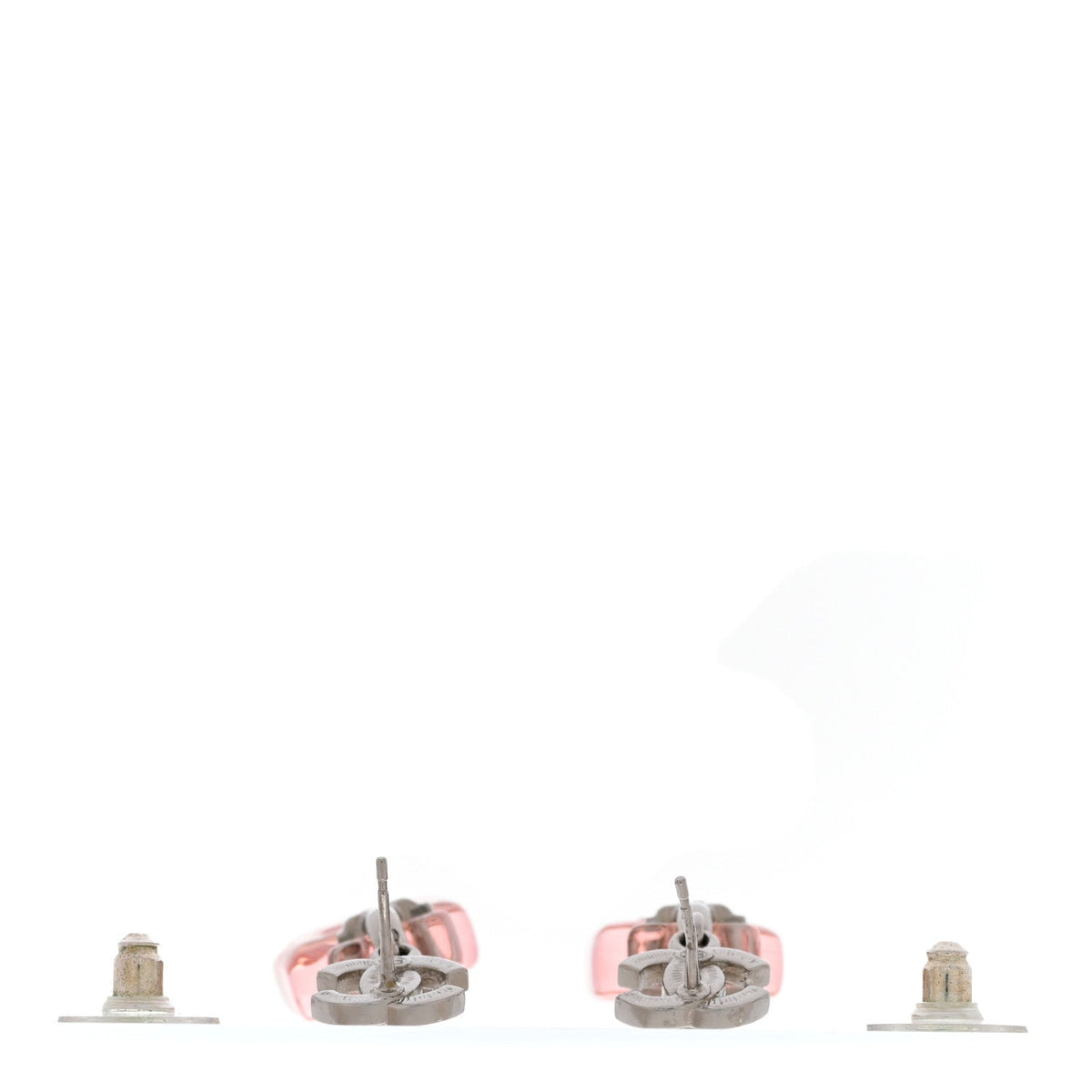 Resin Crystal CC Star Perfume Bottle Drop Earrings Silver Pink