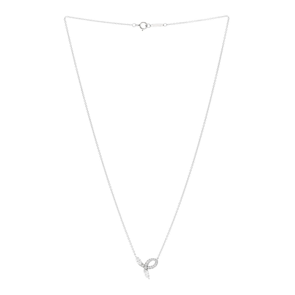 Platinum Diamond Victoria Bow Necklace
