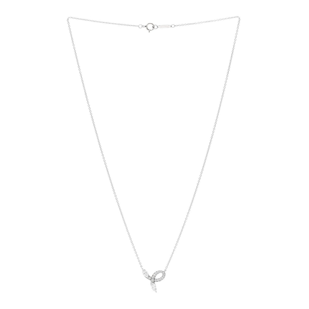 Platinum Diamond Victoria Bow Necklace