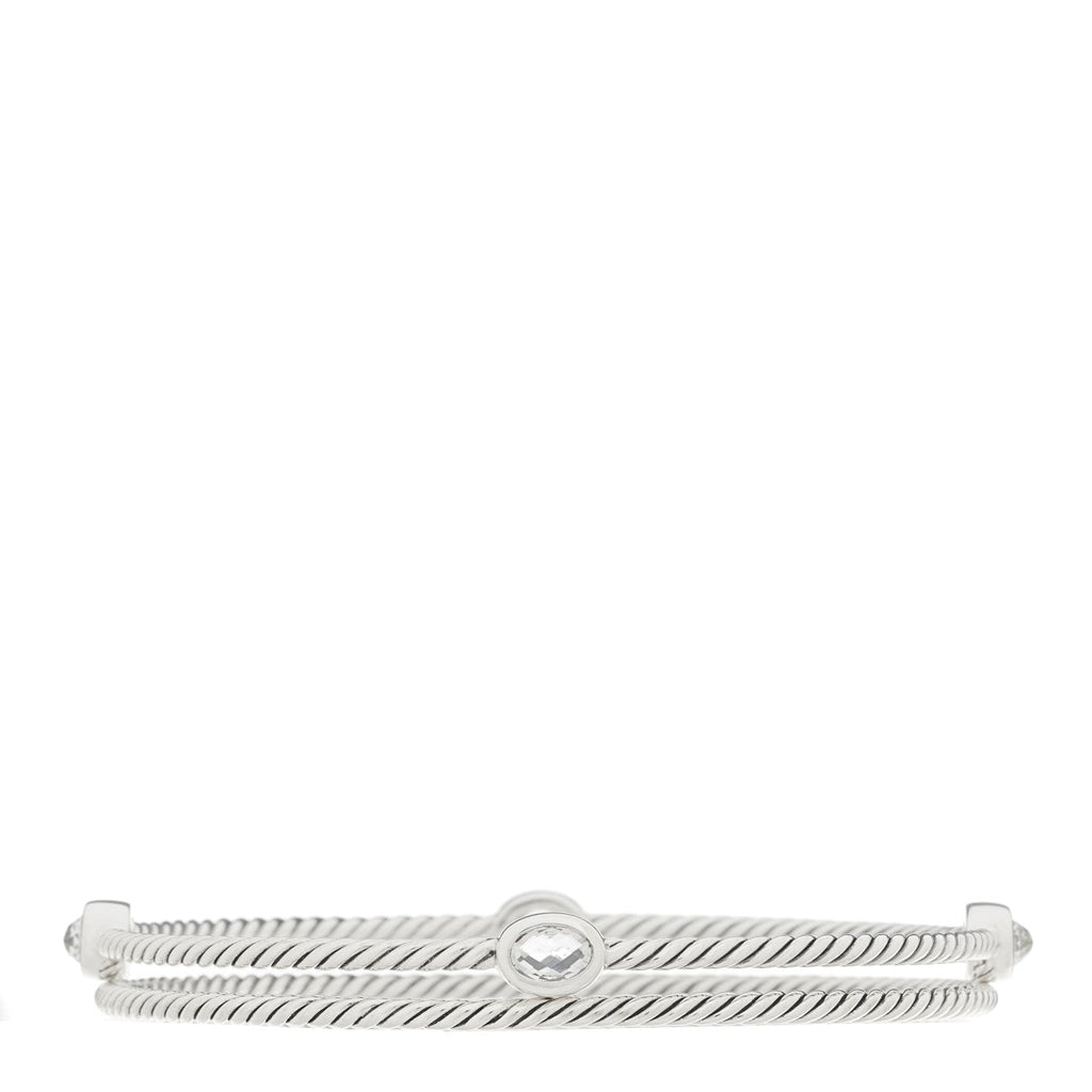 Sterling Silver Crystal Color Classics Cable Bangle Bracelet Set of 2