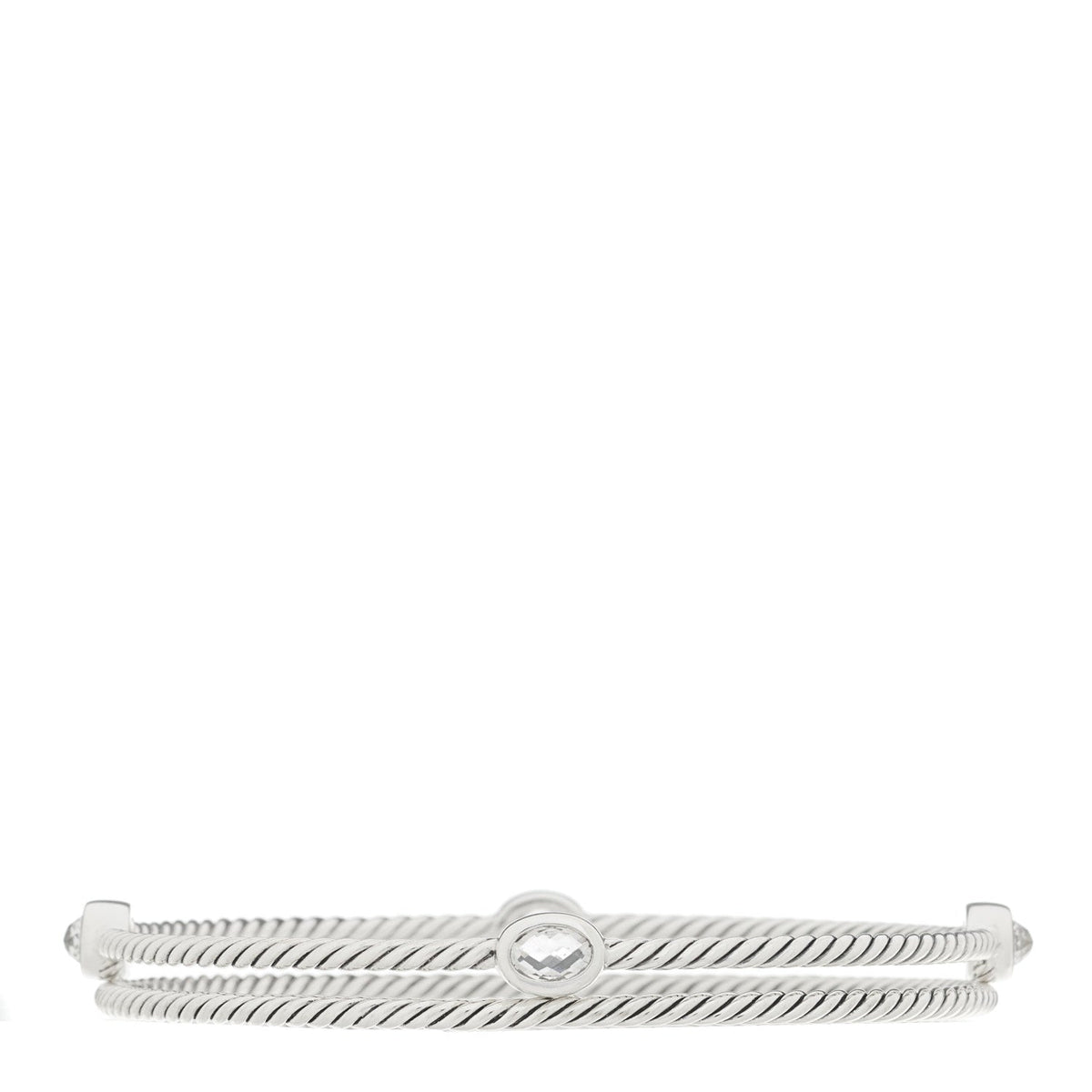 Sterling Silver Crystal Color Classics Cable Bangle Bracelet Set of 2