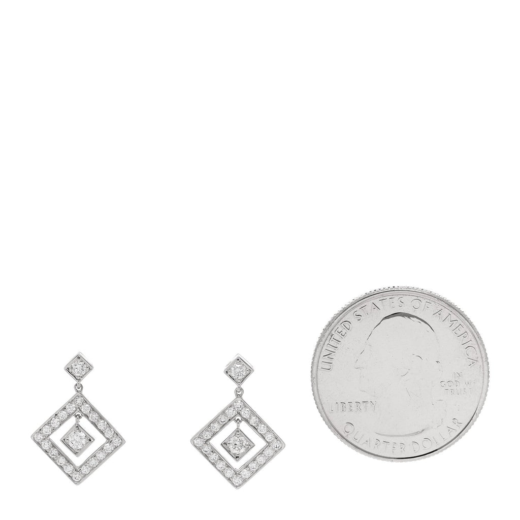 Platinum Diamond Legacy Square Open Drop Earrings