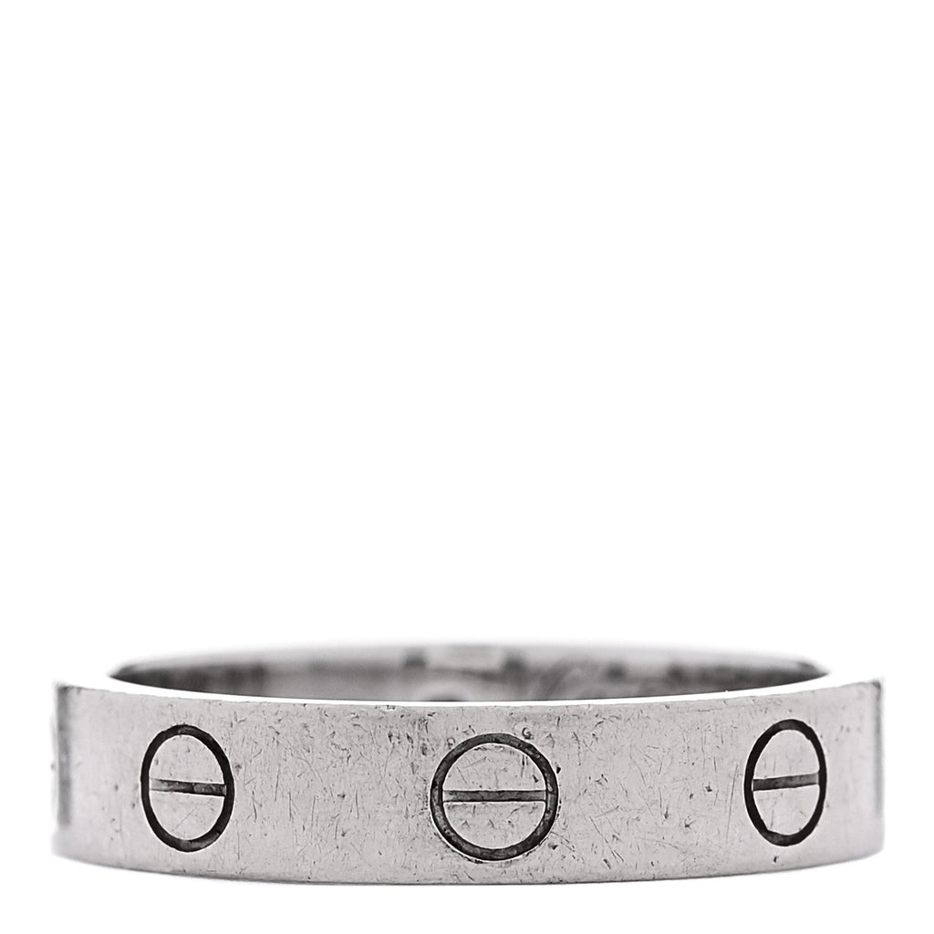 18K White Gold Diamond 4mm LOVE Wedding Band Ring 47 4.25 51 5.75