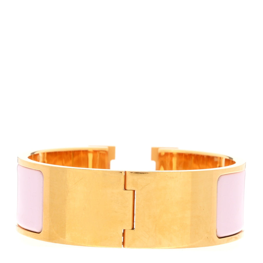 Enamel Wide Clic Clac H Bracelet PM Rose Dragee