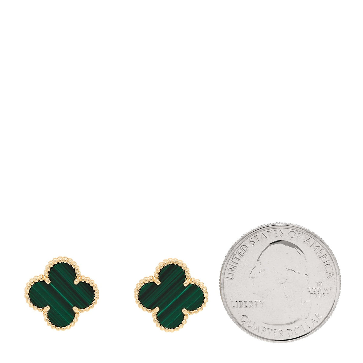 18K Yellow Gold Malachite Vintage Alhambra Earrings