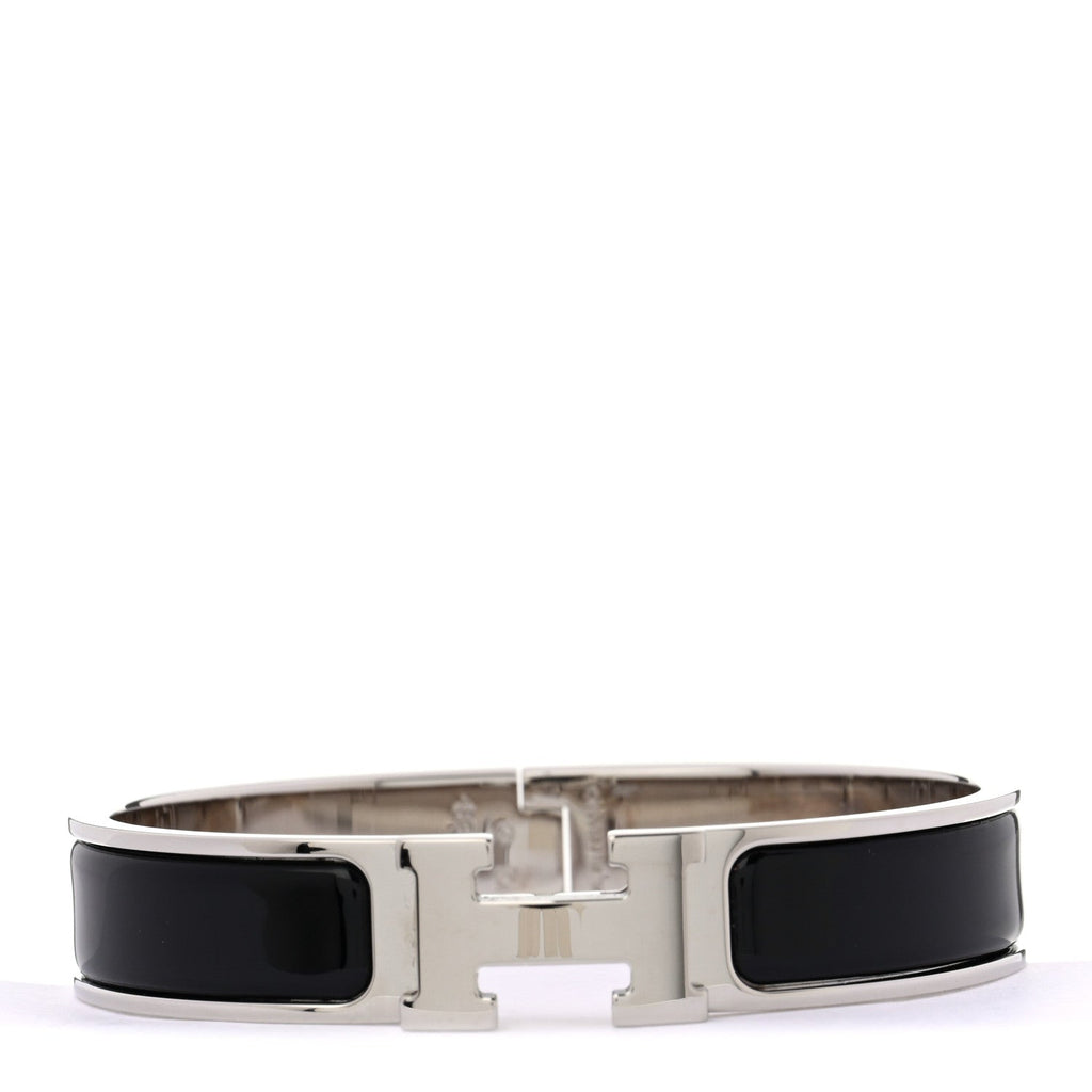 Enamel Narrow Clic Clac H PM Bracelet Black