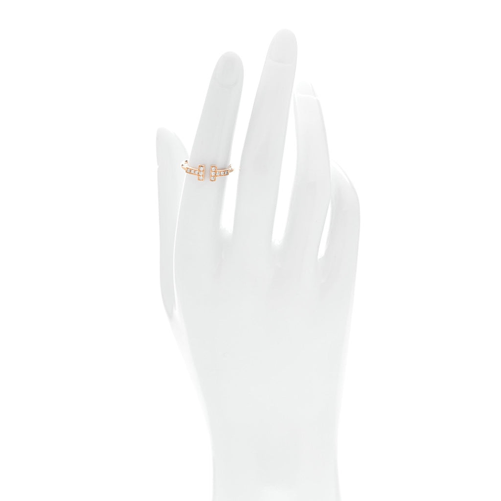 18K Rose Gold Diamond T Wire Ring 51 5.75