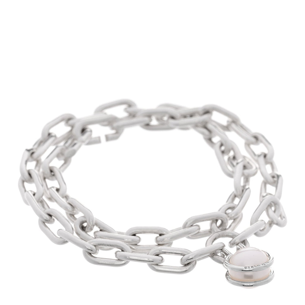 Sterling Silver Cultured Pearl HardWear Link Bracelet