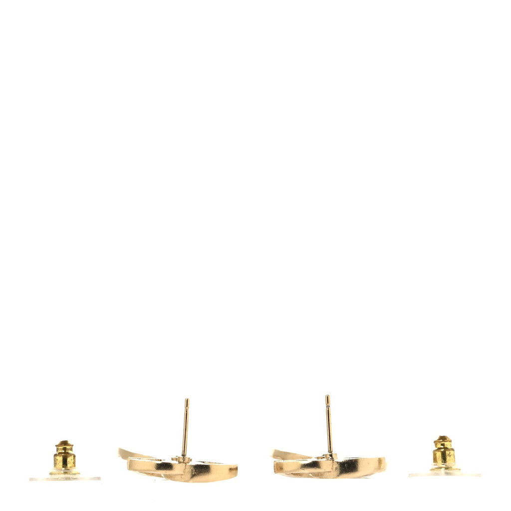 Crystal CC Medallion Drop Earrings Gold