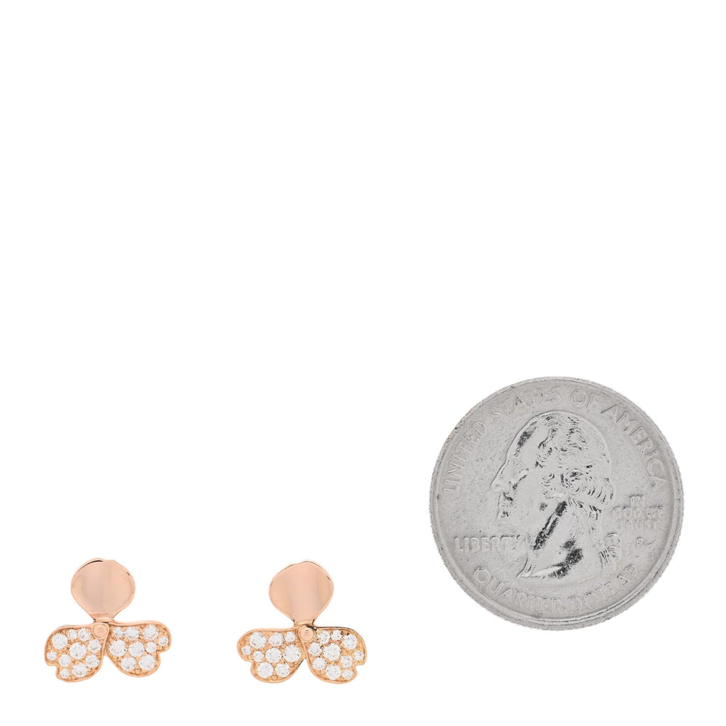18K Rose Gold Diamond Paper Flowers Earrings