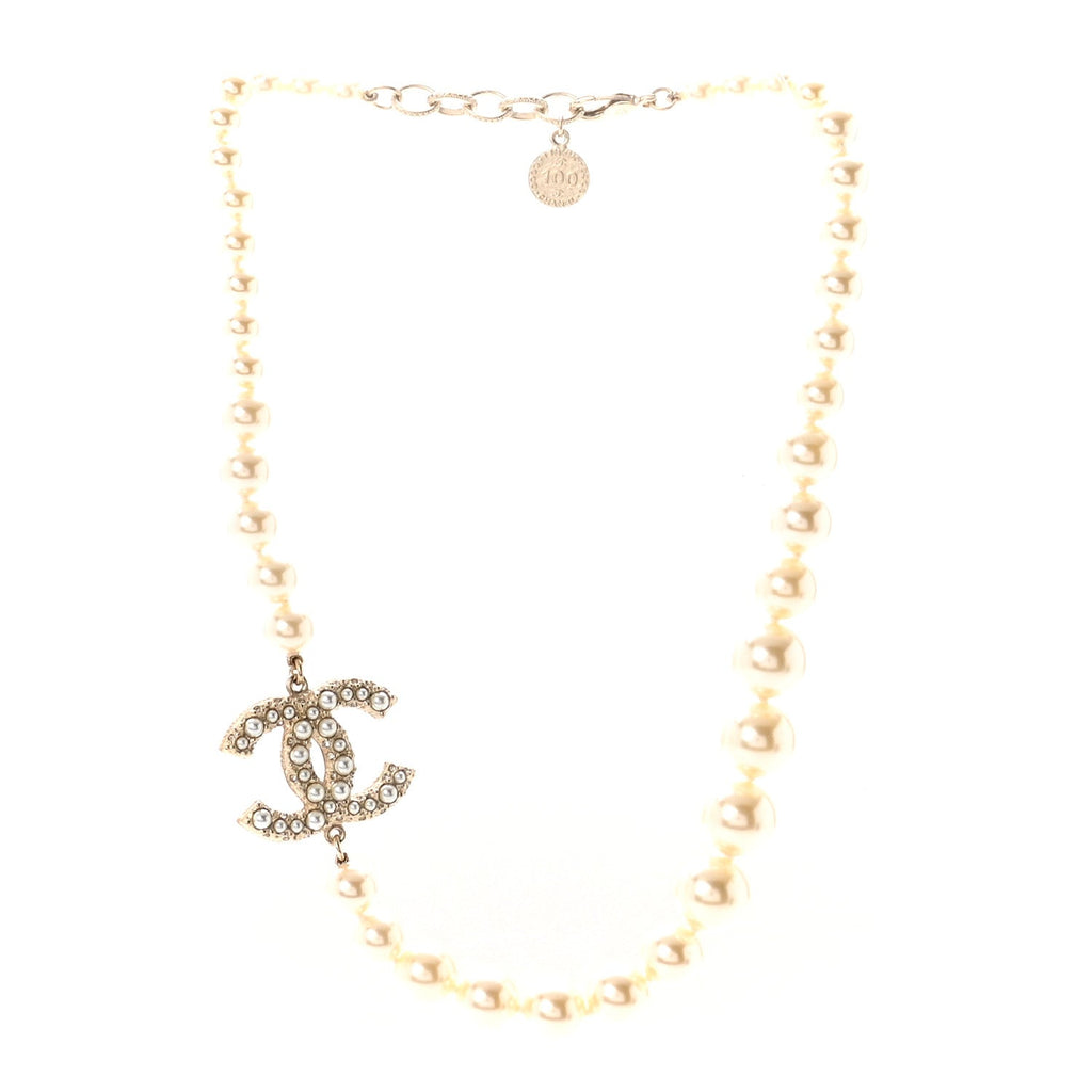 Pearl CC 100th Anniversary Necklace Light Gold
