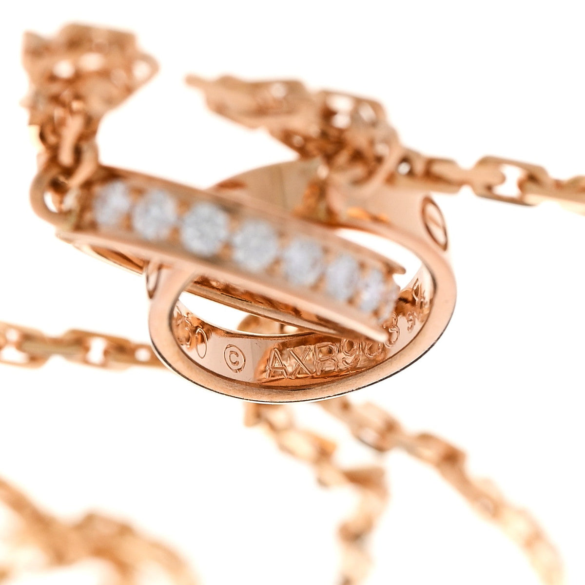 18K Pink Gold Diamond Interlocking LOVE Necklace