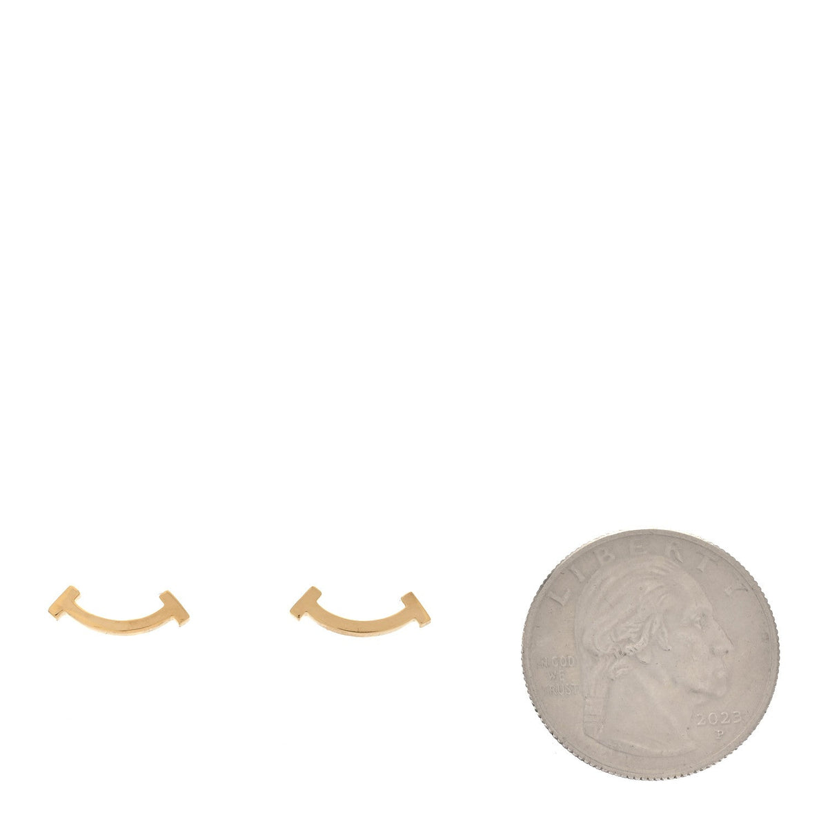 18K Yellow Gold T Smile Stud Earrings