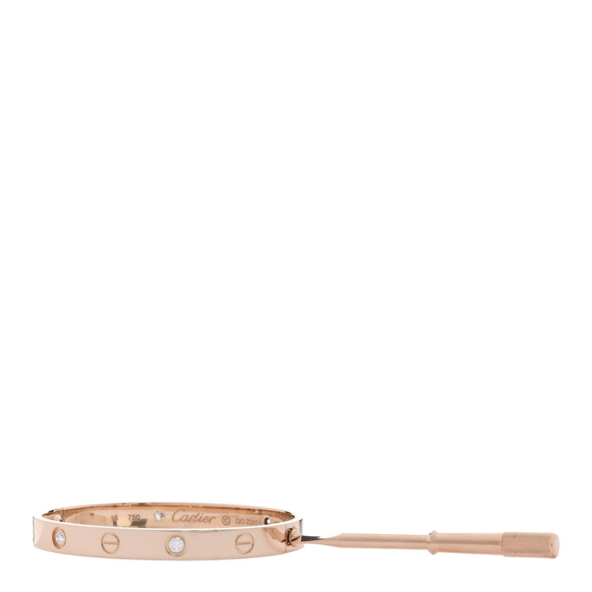 18K Pink Gold 4 Diamond LOVE Bracelet 16