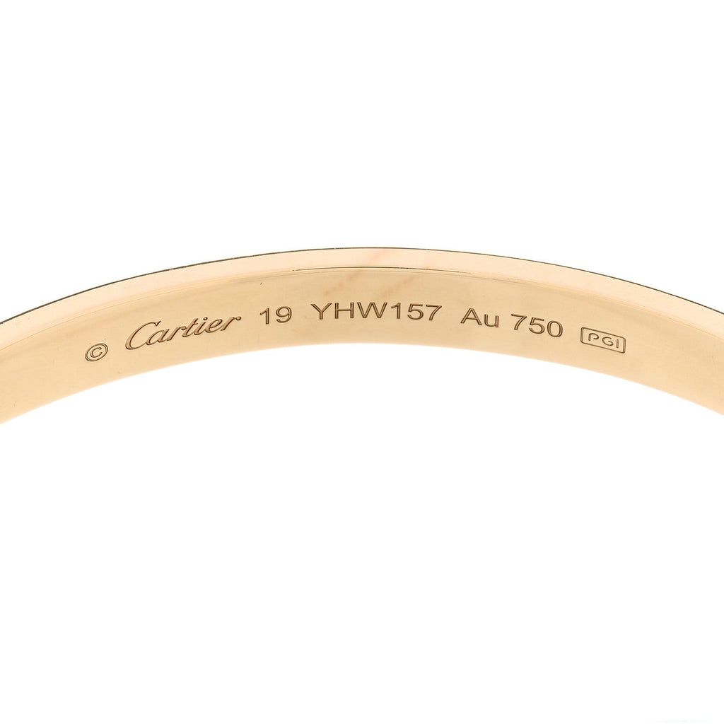 18K Yellow Gold LOVE Cuff Bracelet 19