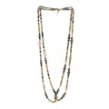 Pearl Star CC Multi Strand Long Necklace Green Gold