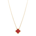 18K Yellow Gold Carnelian Vintage Alhambra Pendant Necklace
