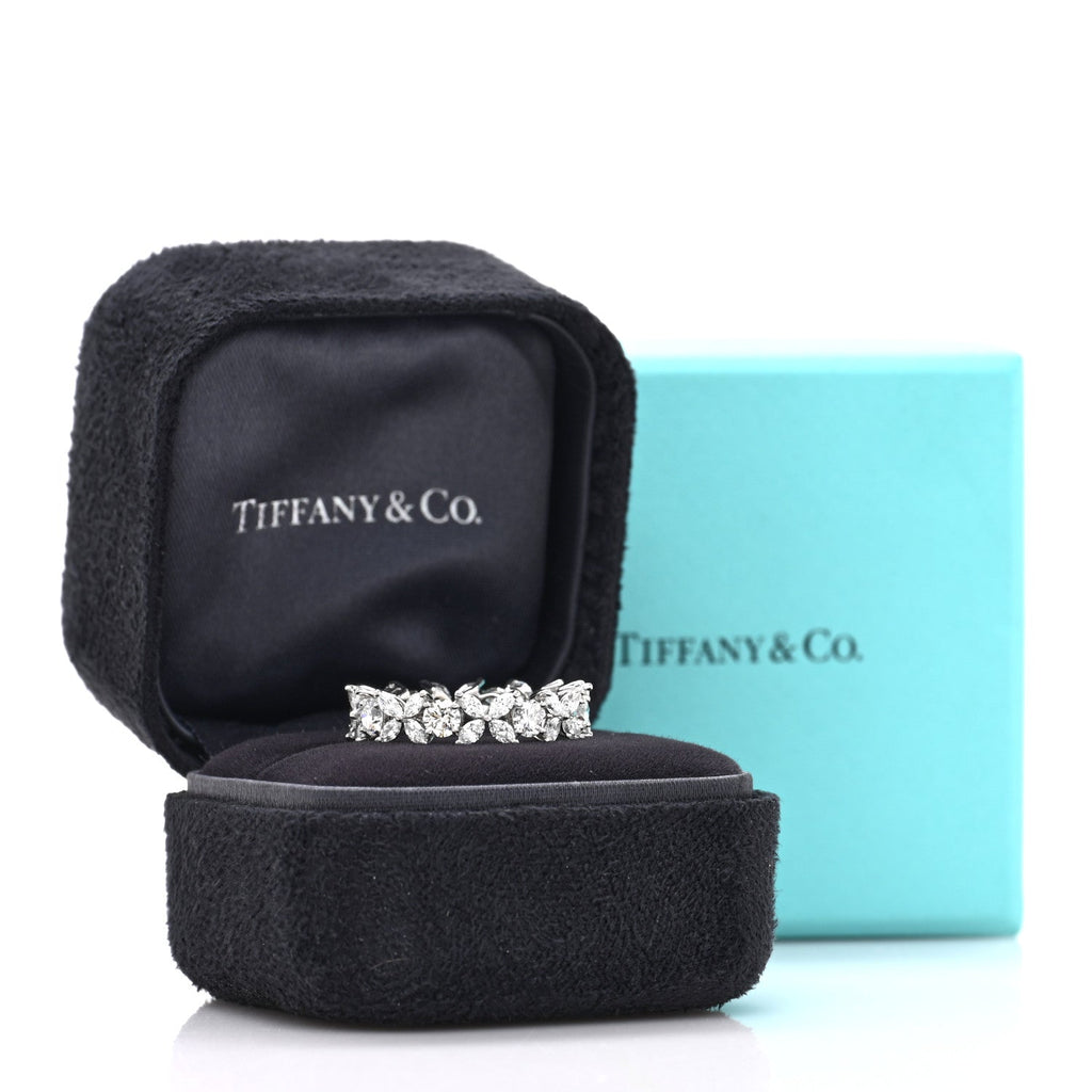 Platinum Diamond Victoria Alternating Band Ring 56 7.5