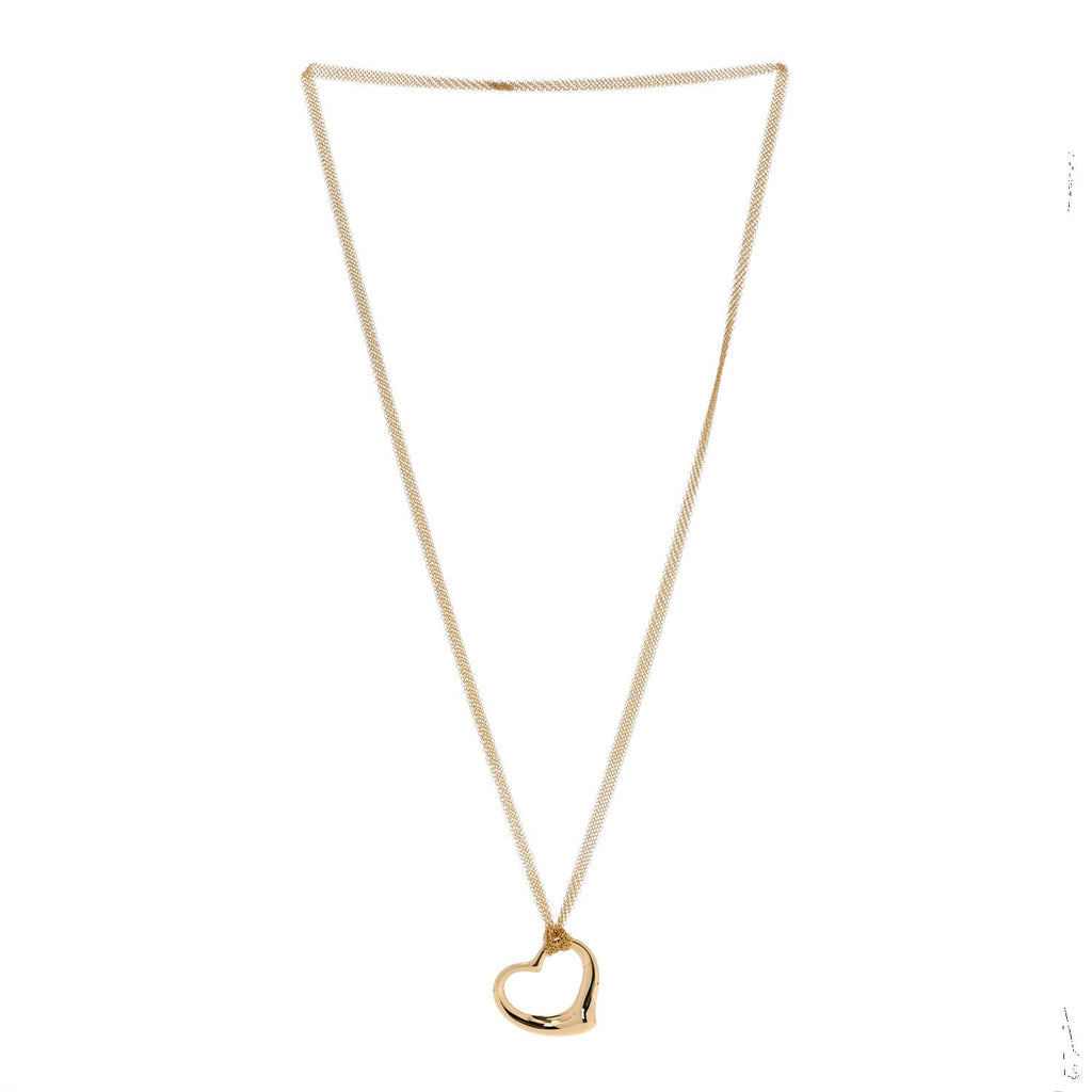 18K Yellow Gold 36mm Elsa Peretti Open Heart Mesh Necklace