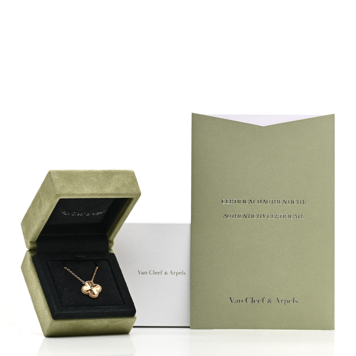 18K Yellow Gold Guilloche Vintage Alhambra Pendant Necklace