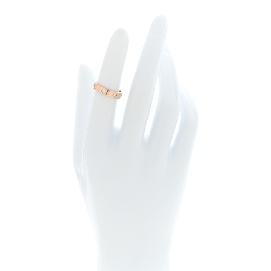 18K Pink Gold 8 Diamond 4mm LOVE Wedding Band Ring 49 5