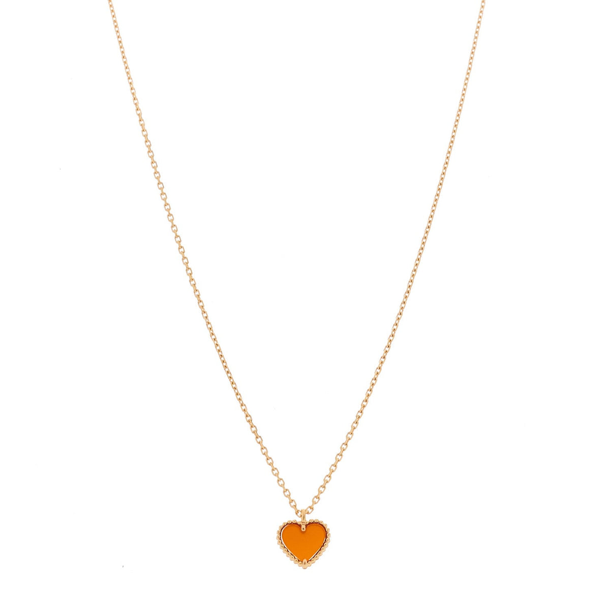 18k Rose Gold Carnelian Sweet Alhambra Heart Pendant Necklace