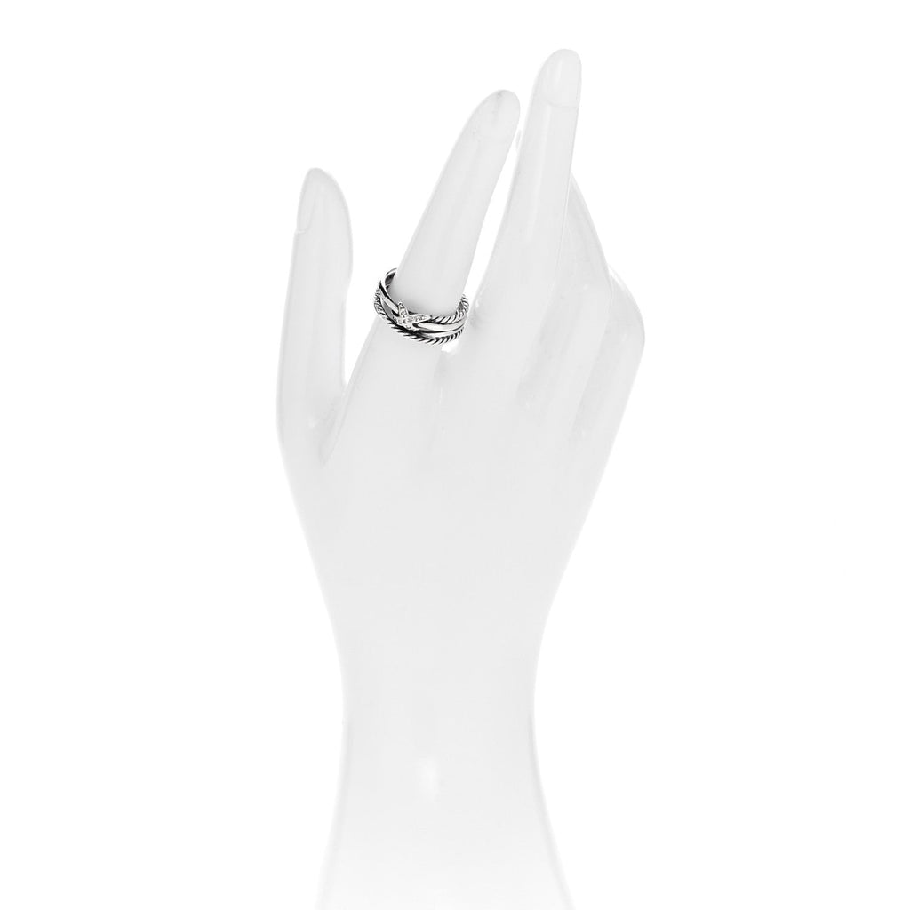 Sterling Silver Diamond X Crossover Ring 55 7.25