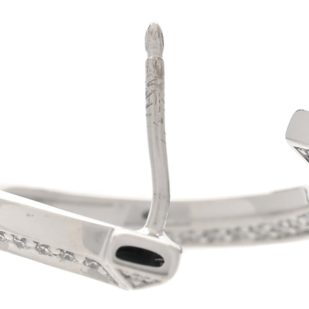 18K White Gold Diamond T1 Open Hoop Earrings