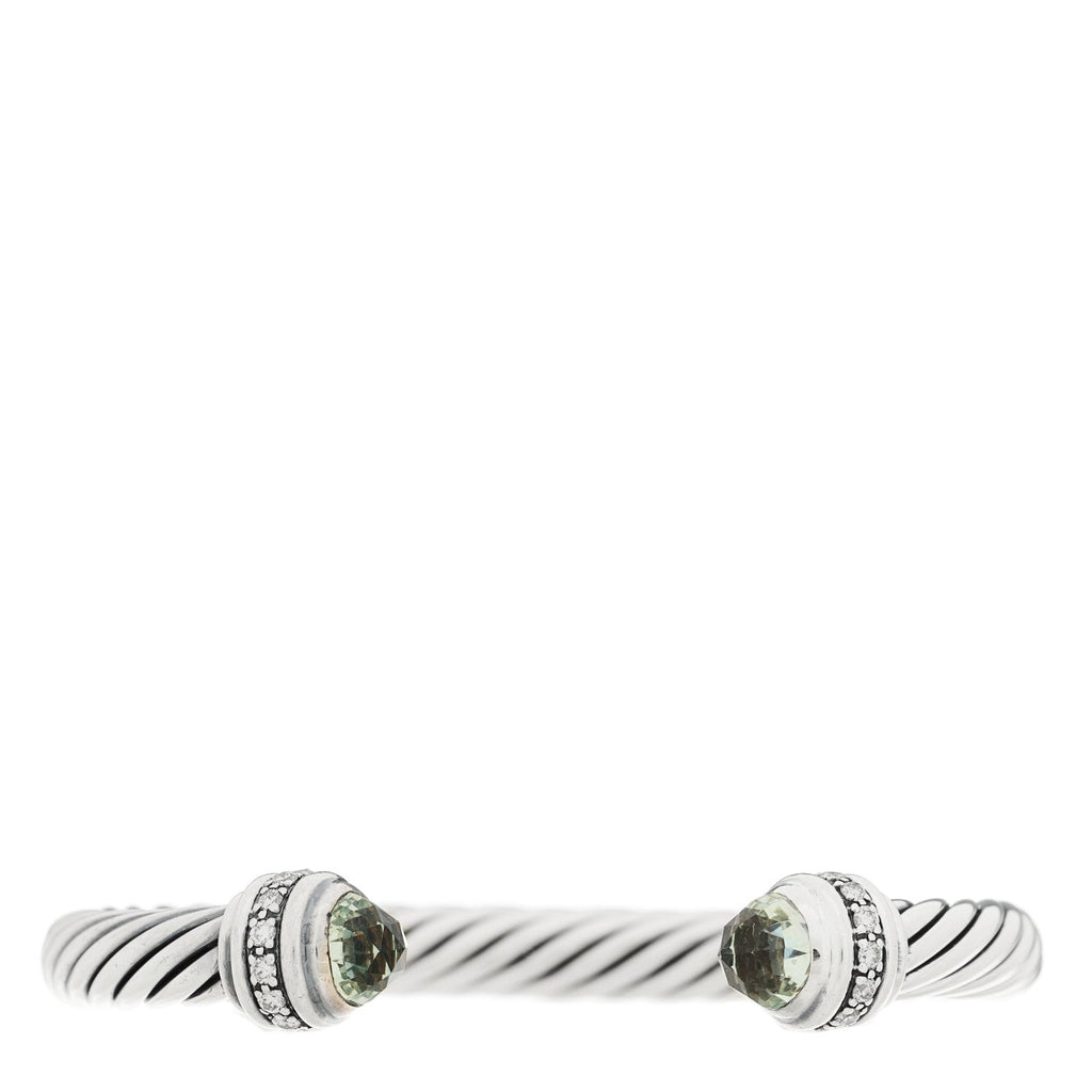 Sterling Silver Diamond Prasiolite 7mm Cable Classics Bracelet
