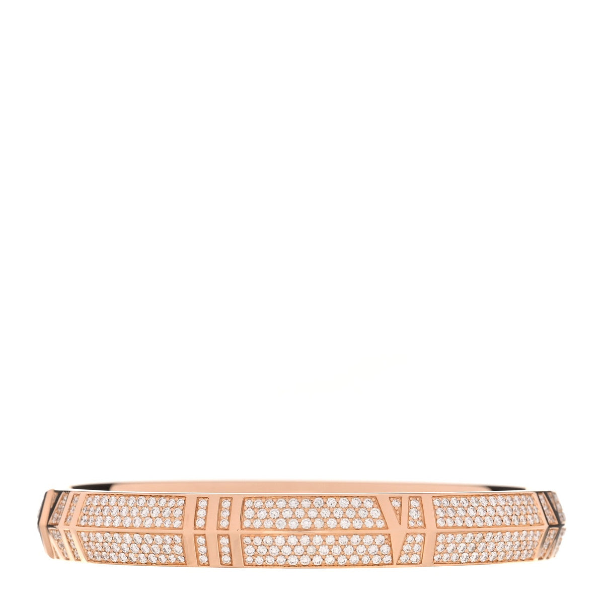 18K Rose Gold Diamond Atlas Closed Wide Hinged Bangle Bracelet
