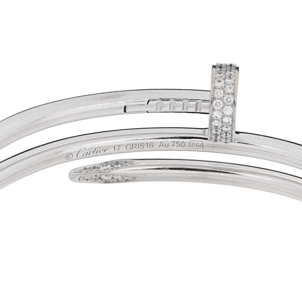 18K White Gold Diamond Double Wrap Juste Un Clou Bracelet 17