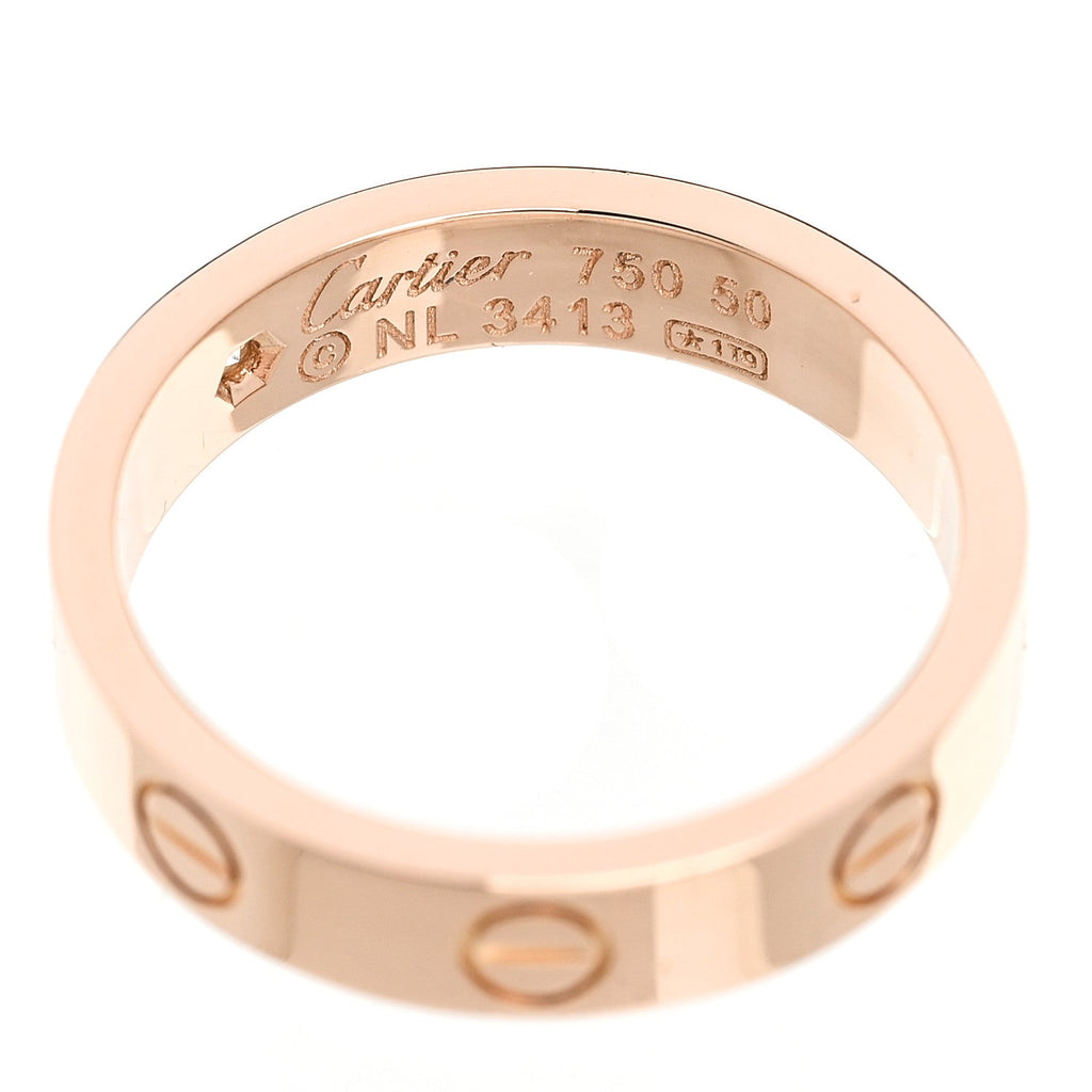 18K Pink Gold Diamond 4mm LOVE Wedding Band Ring 50 5.25