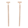 18K Rose Gold Diamond T Bar Earrings