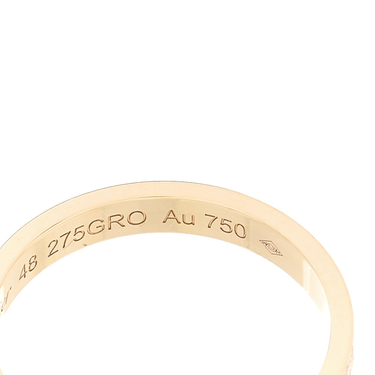 18K Yellow Gold Diamond 2.6mm LOVE Paved Band Ring 48 4.5