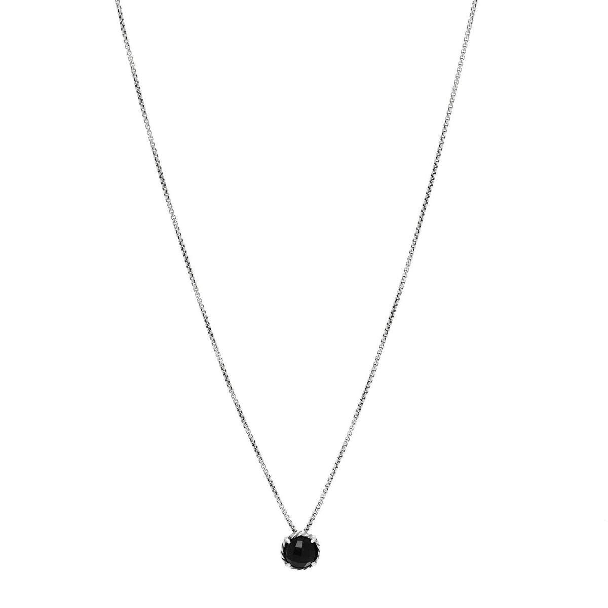 Sterling Silver Black Onyx 8mm Petite Chatelaine Pendant Necklace