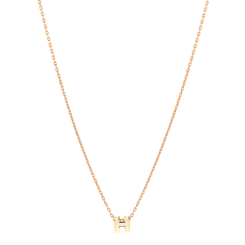 Lacquered Rose Gold Mini Pop H Pendant Necklace White
