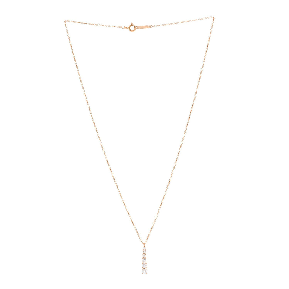 18K Rose Gold Diamond Graduated Drop Pendant Necklace