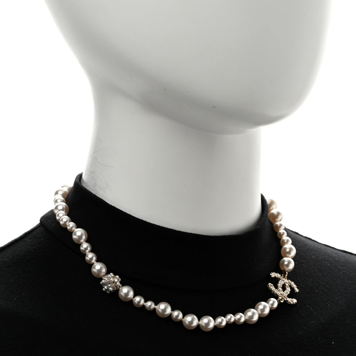 Pearl Crystal CC Short Necklace Gold Gold
