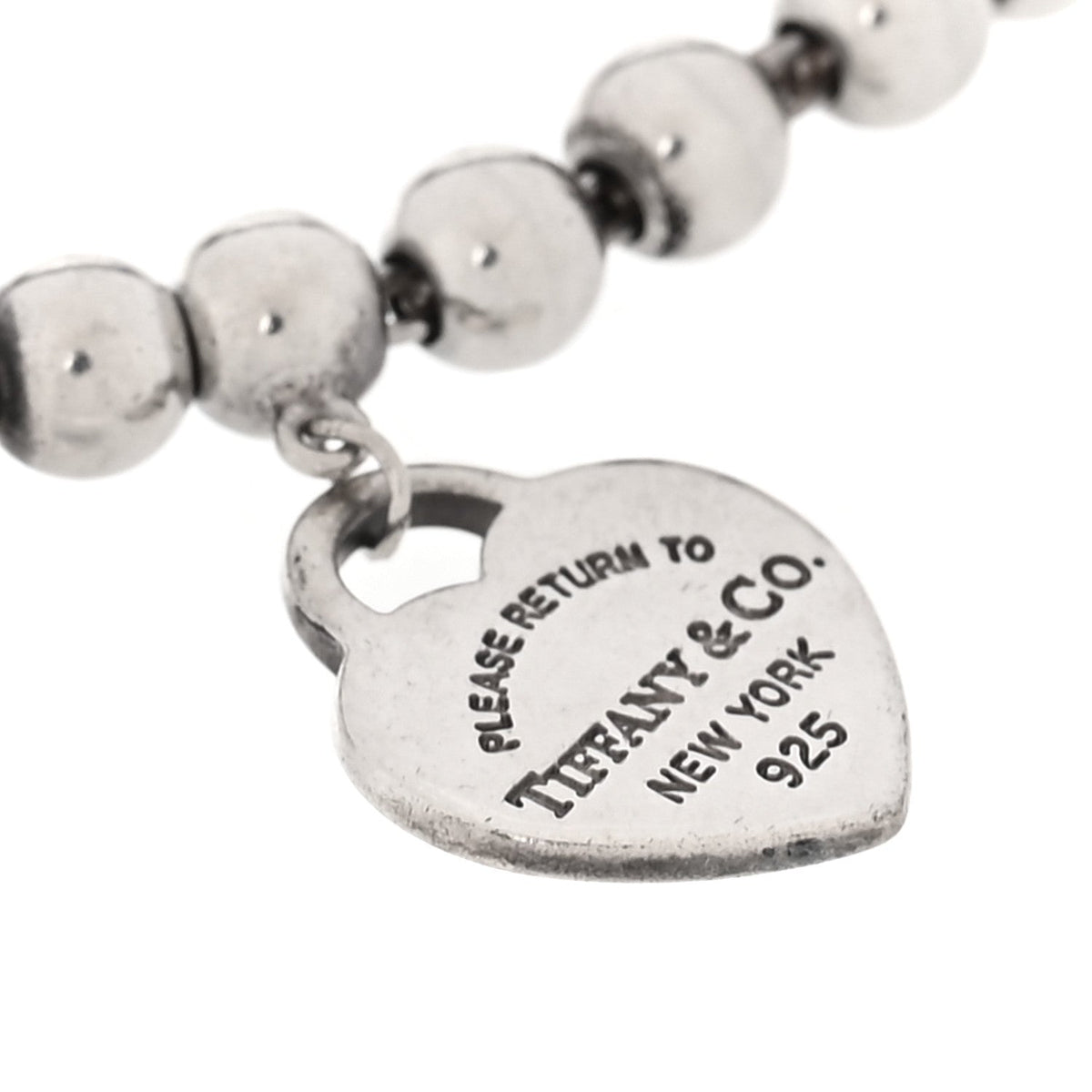 Sterling Silver Enamel 4mm Return To Tiffany Heart Tag Bead Bracelet Blue