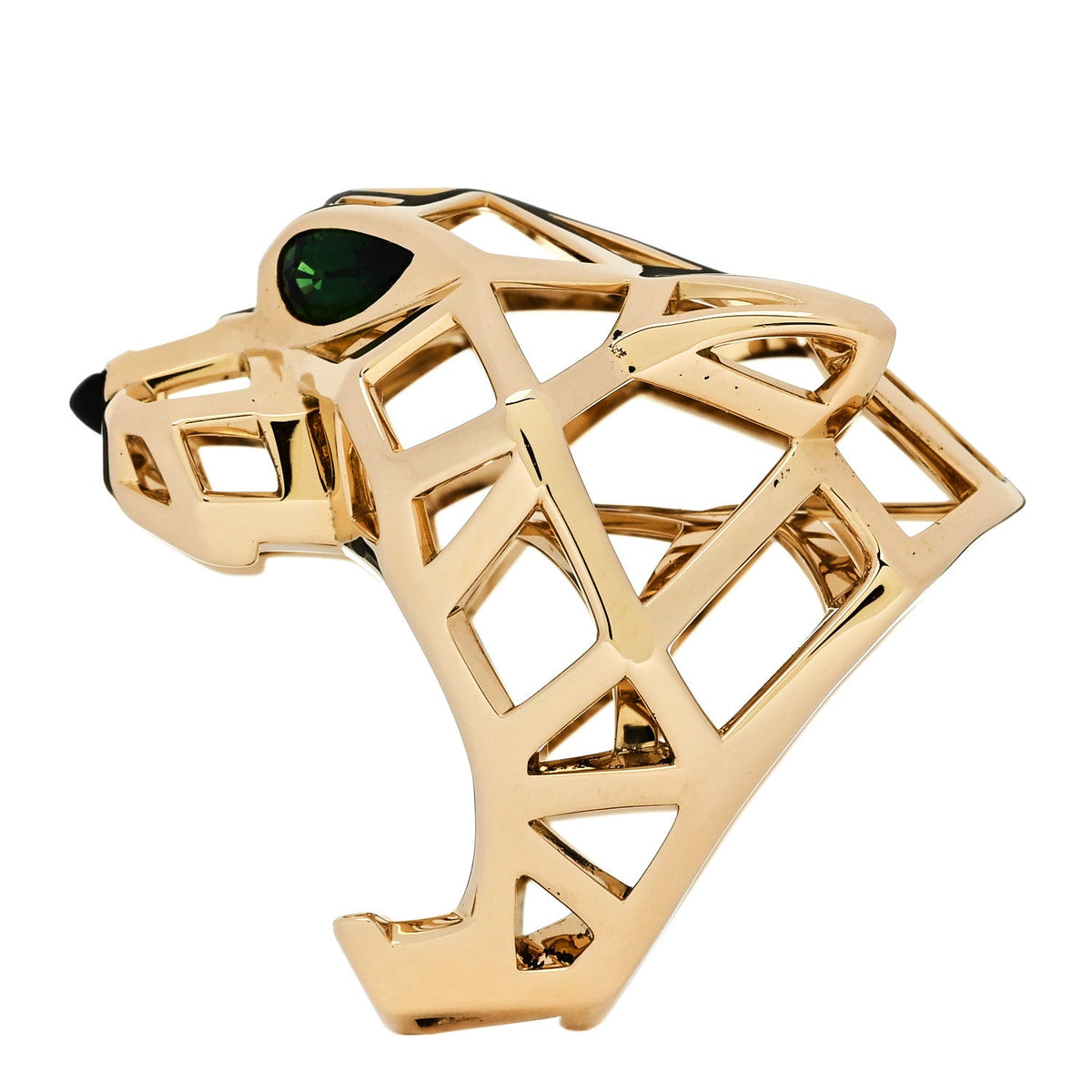 18K Yellow Gold Tsavorite Onyx Panthere De Cartier Ring 51 5.75