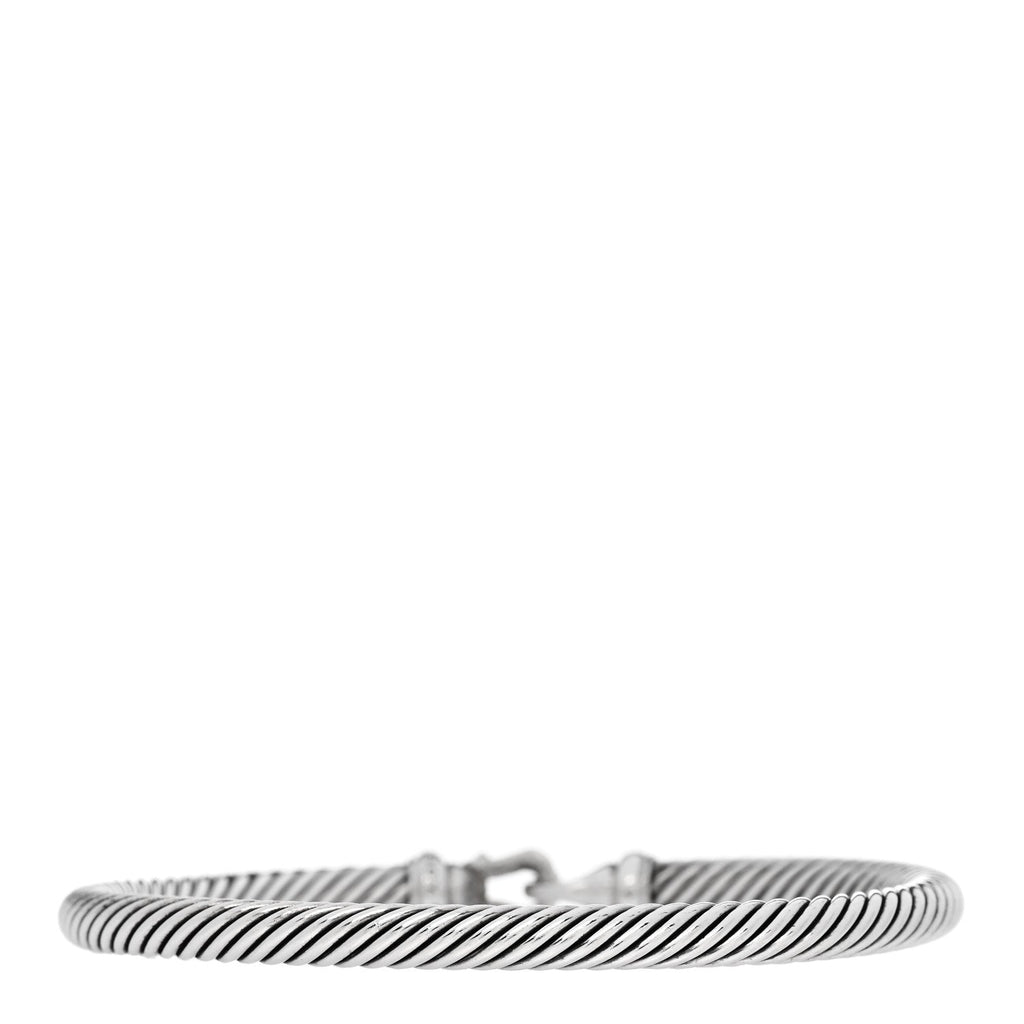 Sterling Silver Diamond 5mm Cable Buckle Bracelet