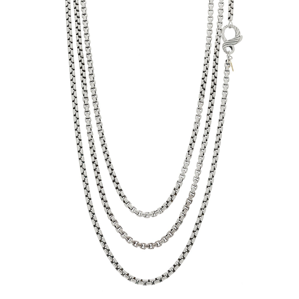 Sterling Silver 14K Yellow Gold Long Box Chain Necklace