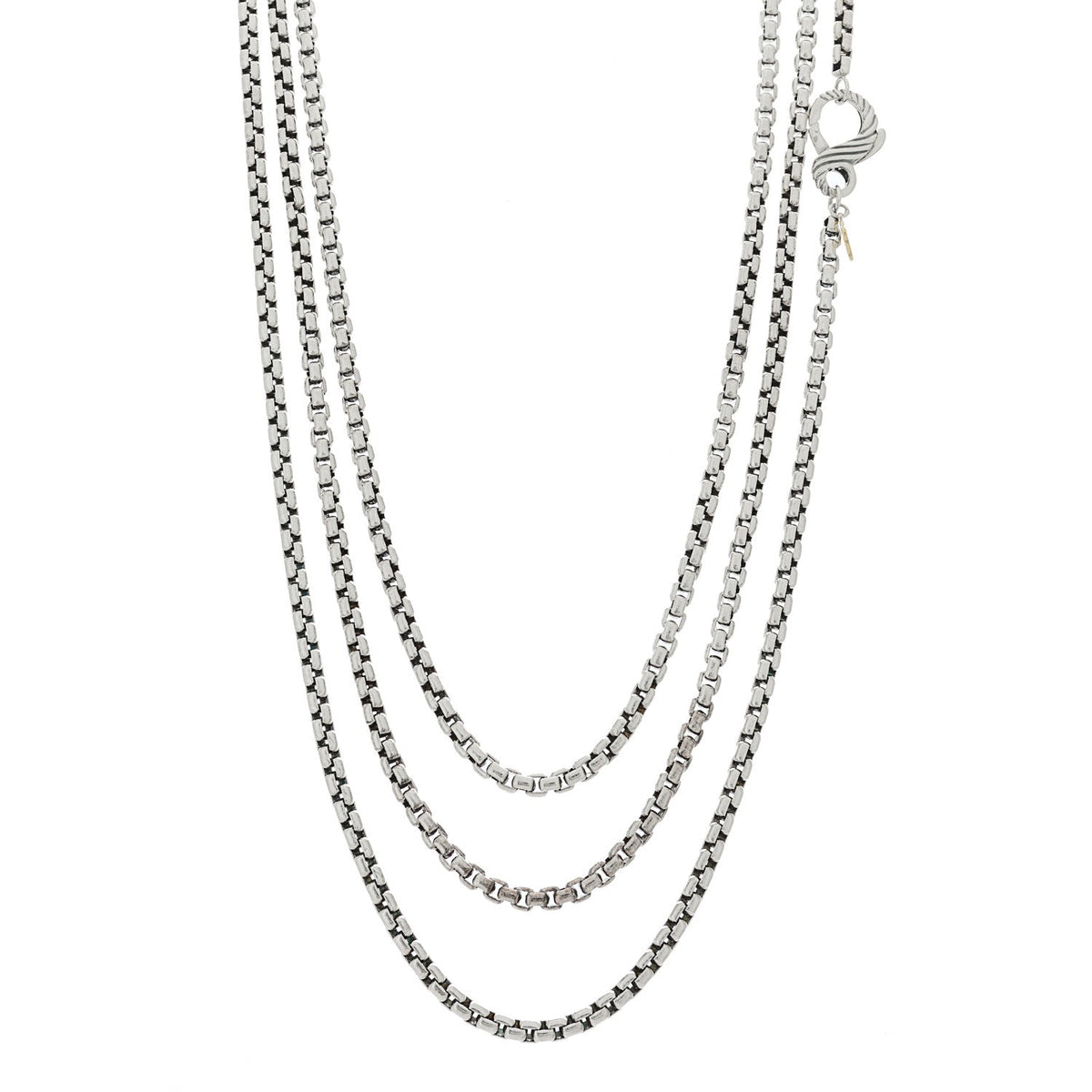 Sterling Silver 14K Yellow Gold Long Box Chain Necklace